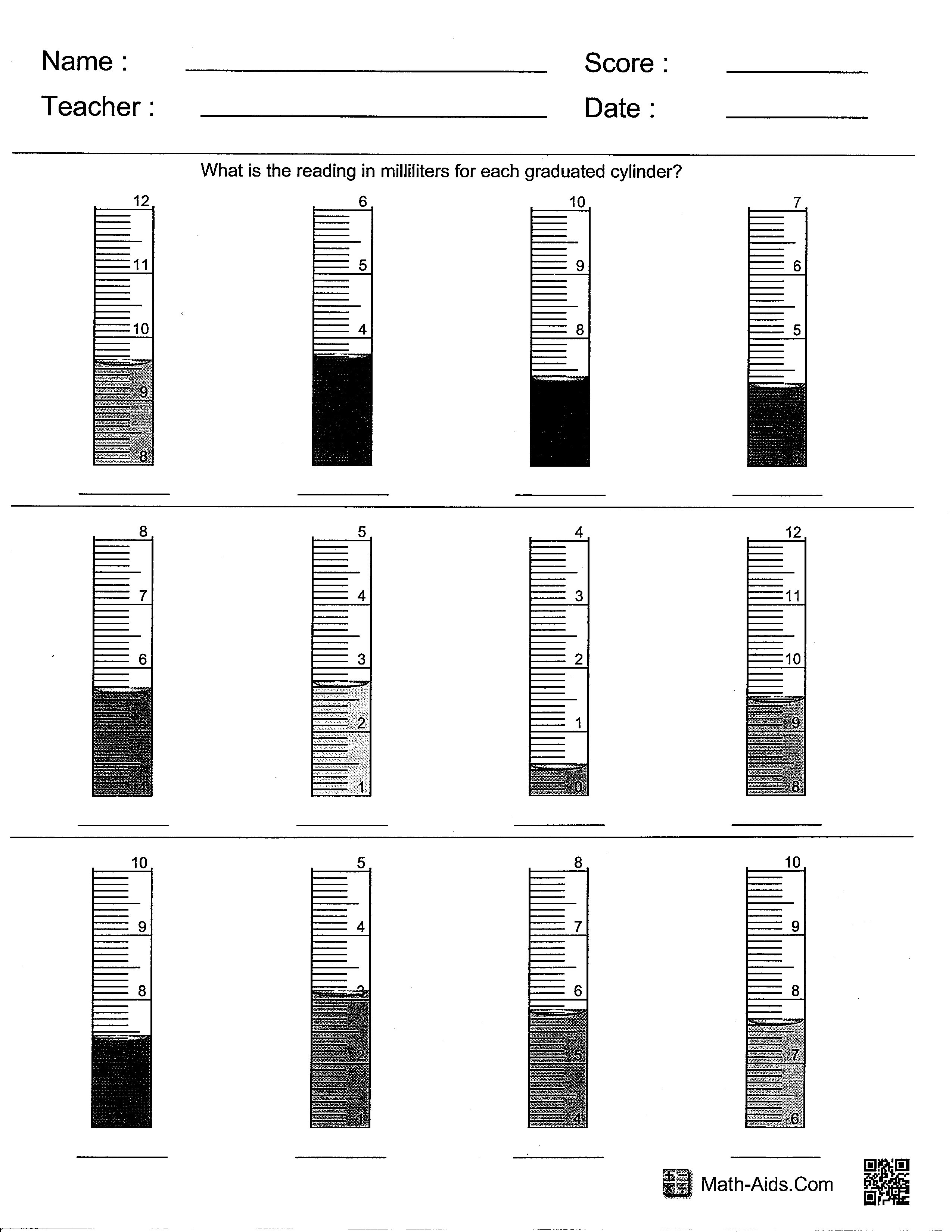 Graduated Cylinder Measuring Liquid Volume Worksheet - Nidecmege In Reading A Graduated Cylinder Worksheet